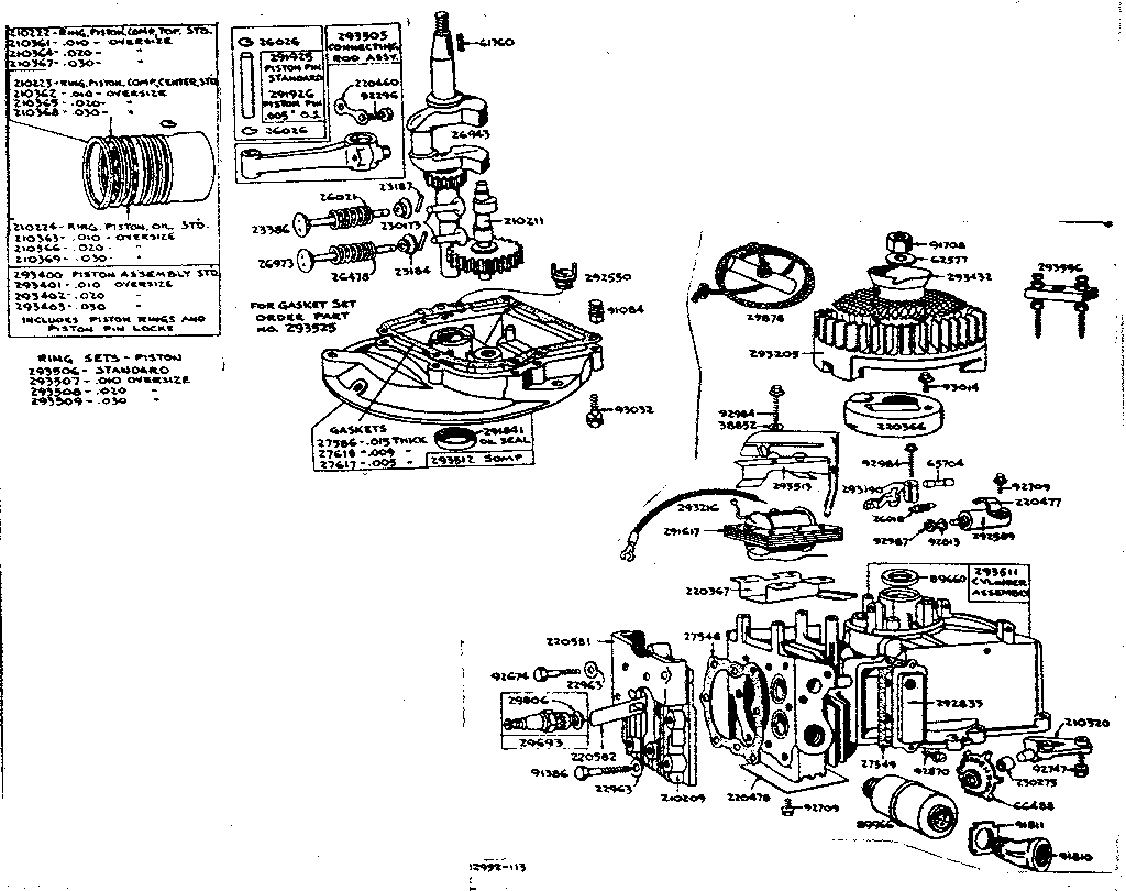 Cylinder,base,piston,conn rod,crnkshft,flywhl,mag parts