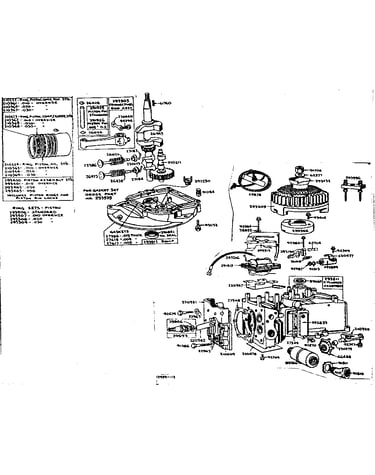 Cylinder,base,piston,conn rod,crnkshft,flywhl,mag parts