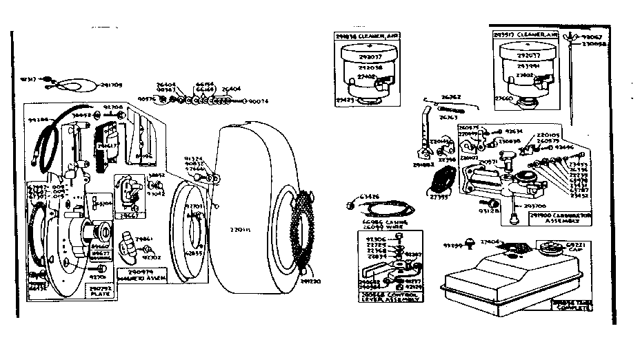 Fuel system, blower case and magneto parts