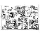 Briggs & Stratton 8FB fuel system, magneto and blower housing diagram