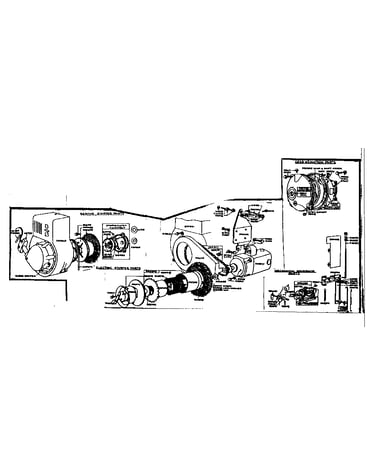 Gear reduction, mechanical gov. and starter