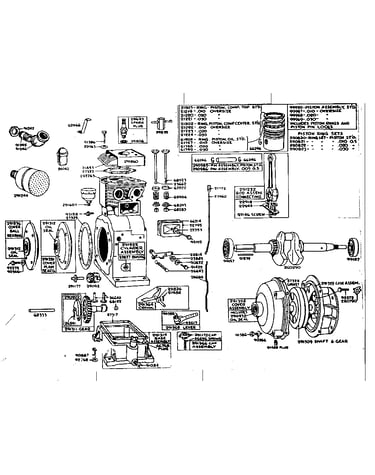 Cylinder,base,conn rod,piston,gear red parts
