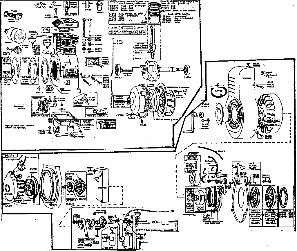 Flywheel, blower housing and ignition system parts