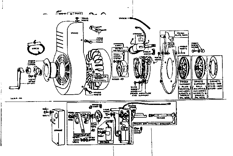 Flywheel, blower housing and ignition system parts