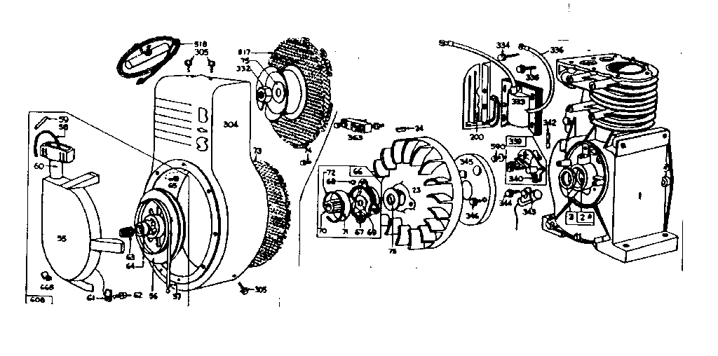 Magneto and blower housing