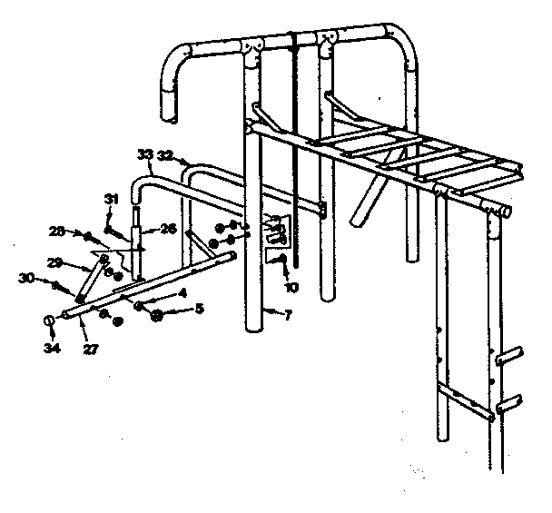 Gym ring assembly 3 & trapeze bar assembly 7