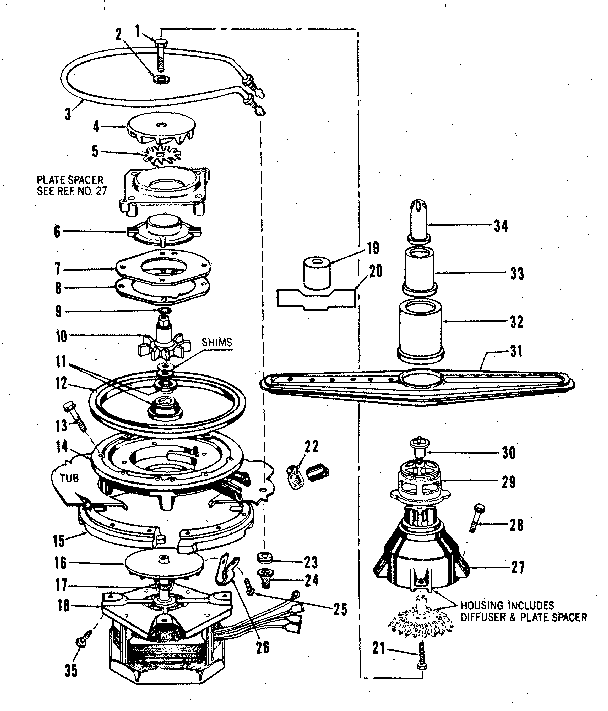 MOTOR, HEATER, AND SPRAY ARM DETAILS