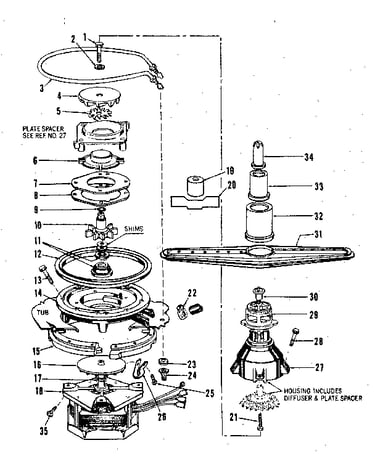 Motor, heater, and spray arm details