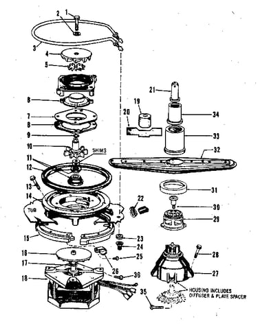 Motor, heater, and spray arm details