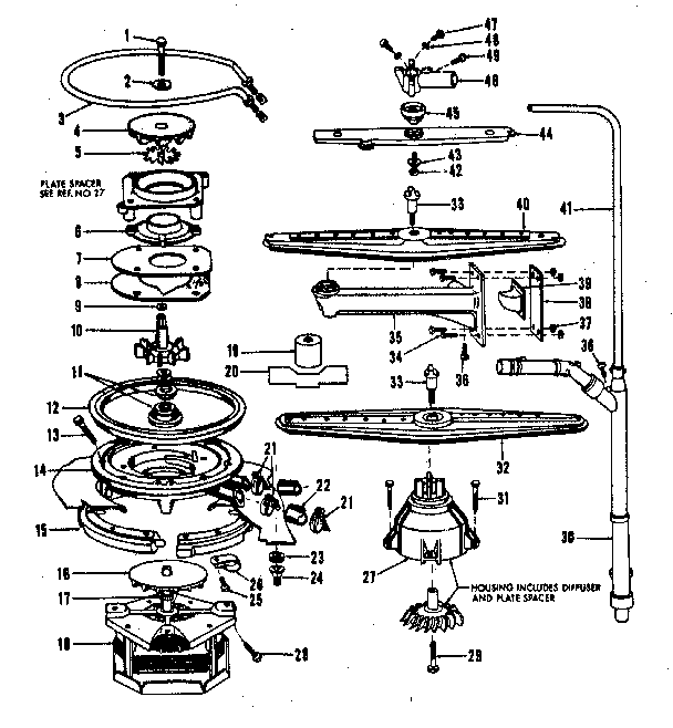 MOTOR, HEATER, AND SPRAY ARM DETAILS