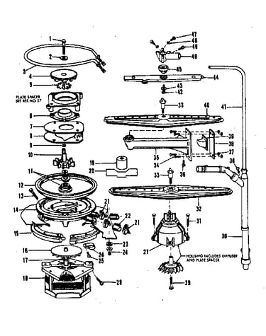 Motor, heater, and spray arm details