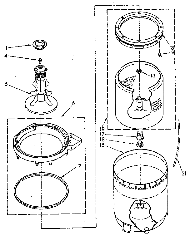 Agitator, basket and tub parts