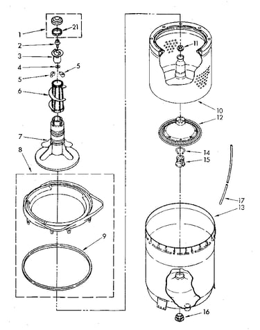 Agitator, basket and tub parts