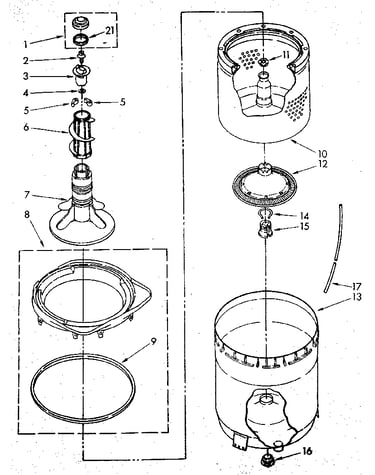Agitator, basket and tub parts