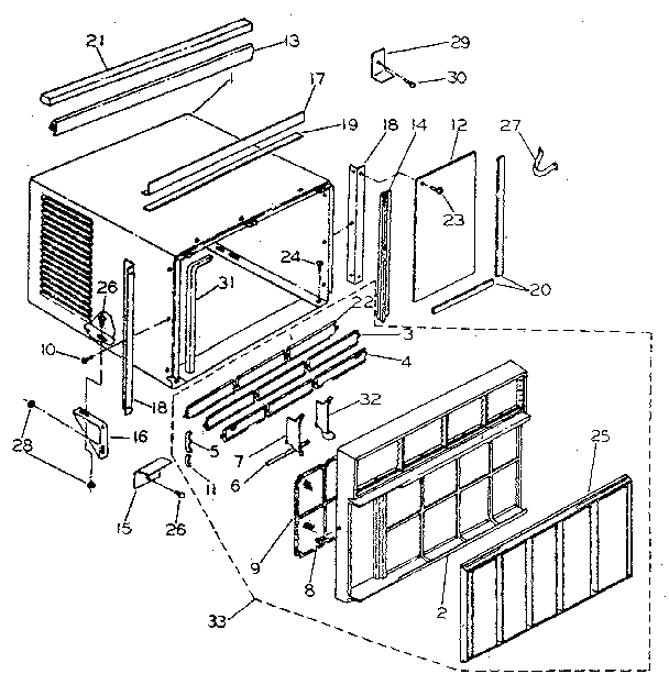 Cabinet and front panel parts