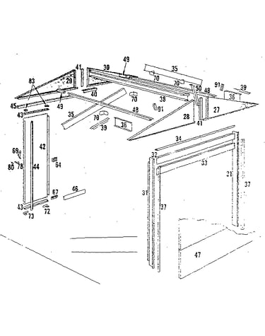 Roof support and door assembly