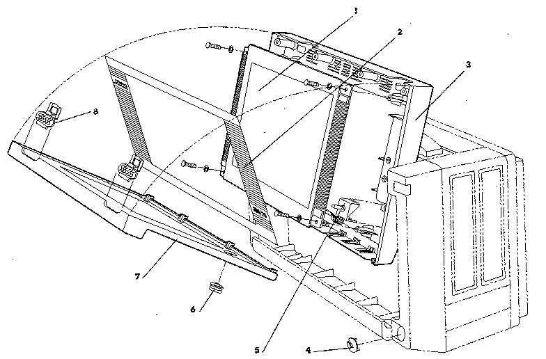 Figure 7-1. display enclosure assembly (items 1-8).