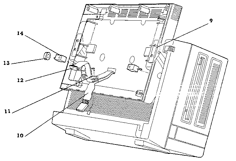 Figure 7-2. display enclosure assembly (items 9-15).