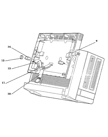 Figure 7-2. display enclosure assembly (items 9-15).