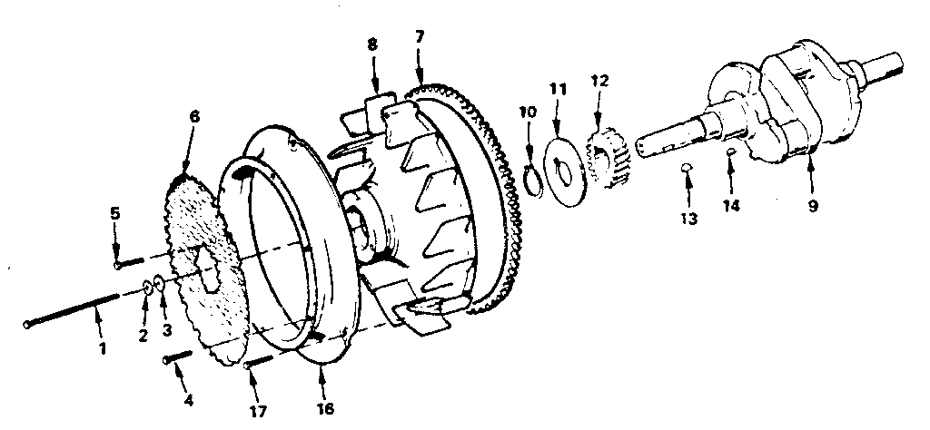 Crankshaft and flywheel