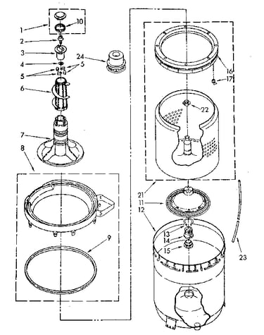 Agitator, basket and tub parts