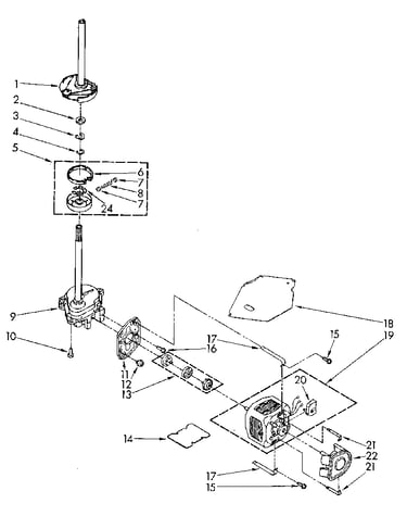 Brake, clutch, gearcase, motor and pump