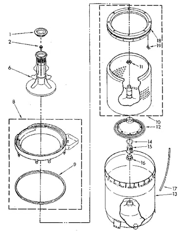 Agitator, basket and tub parts