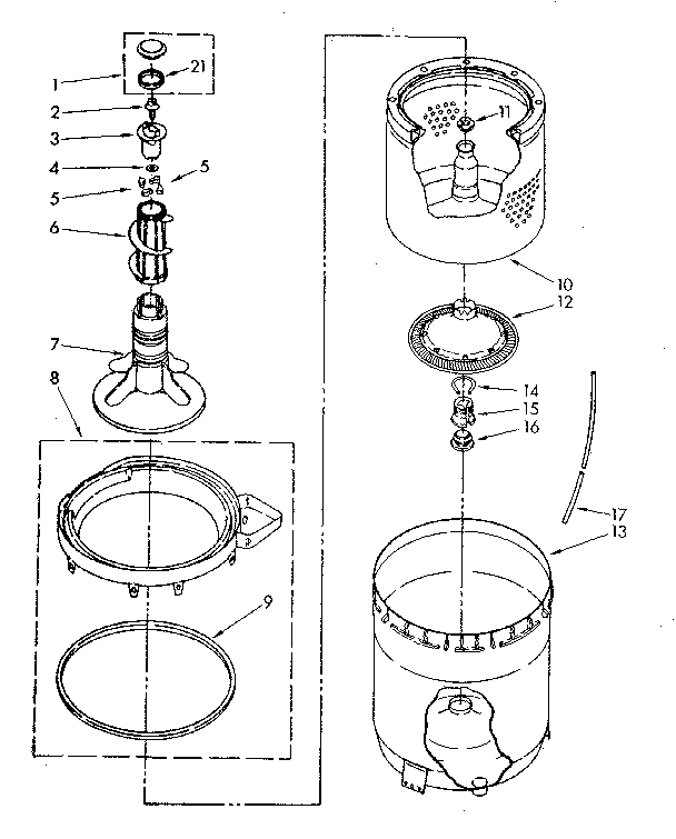 Agitator, basket and tub parts