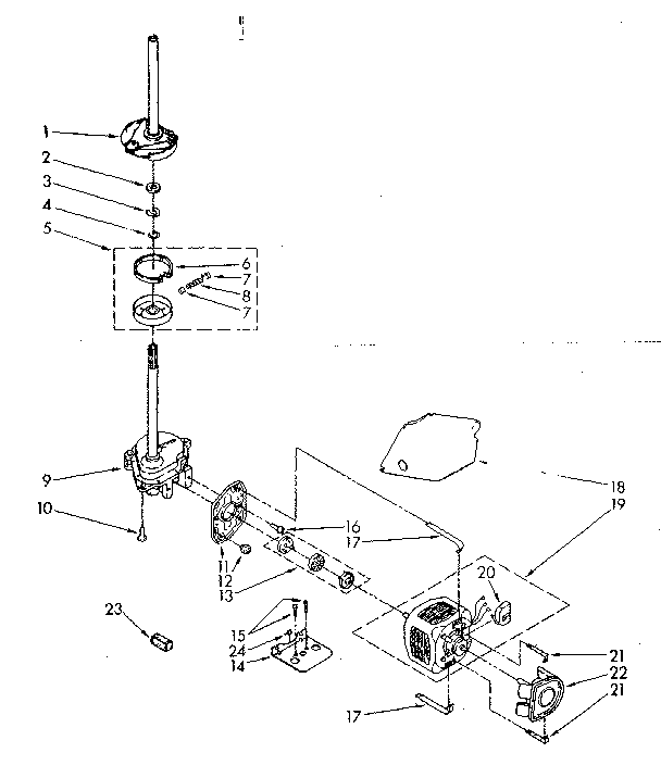 Brake, clutch, gearcase, motor and pump parts