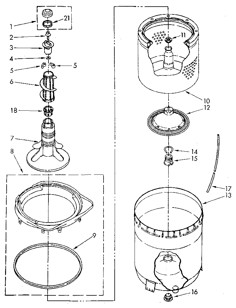 Agitator, basket and tub parts