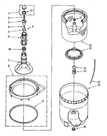 Agitator, basket and tub parts