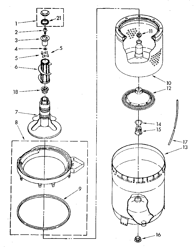 AGITATOR, BASKET AND TUB PARTS