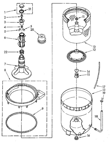 Agitator, basket and tub parts