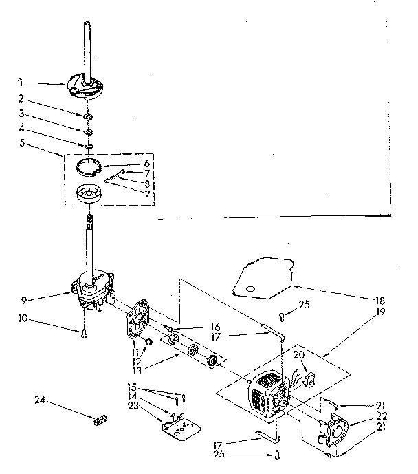 Brake, clutch, gearcase, motor and pump parts