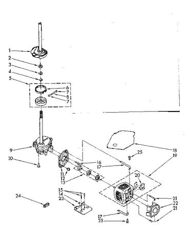 Brake, clutch, gearcase, motor and pump parts
