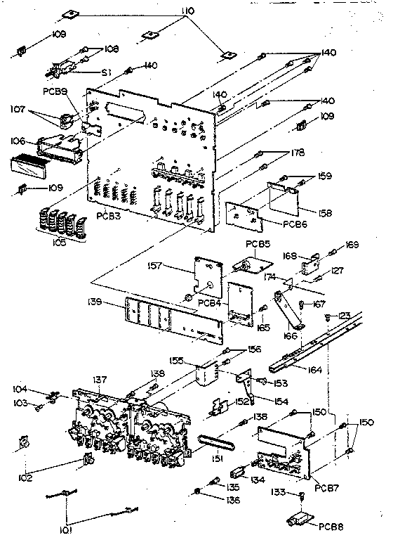 Pc board and tape mechanism
