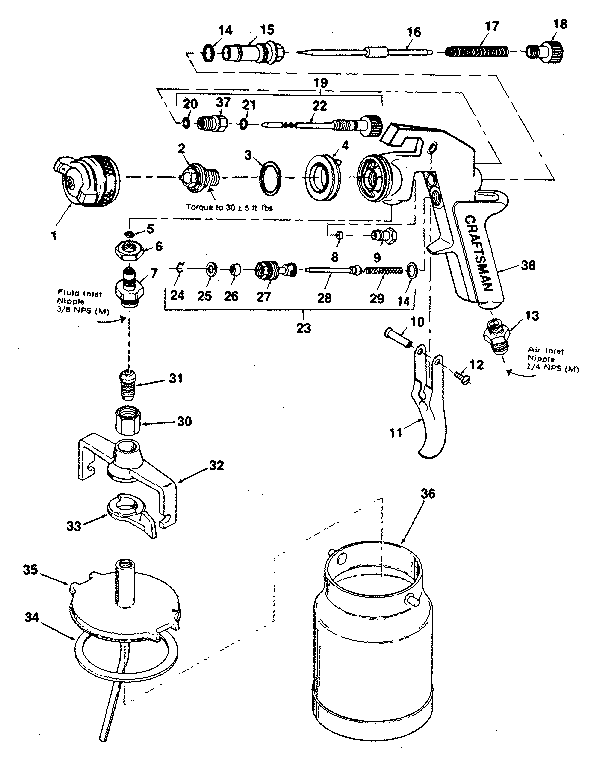 Spray gun, optional accessories