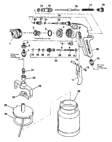 Spray gun, optional accessories
