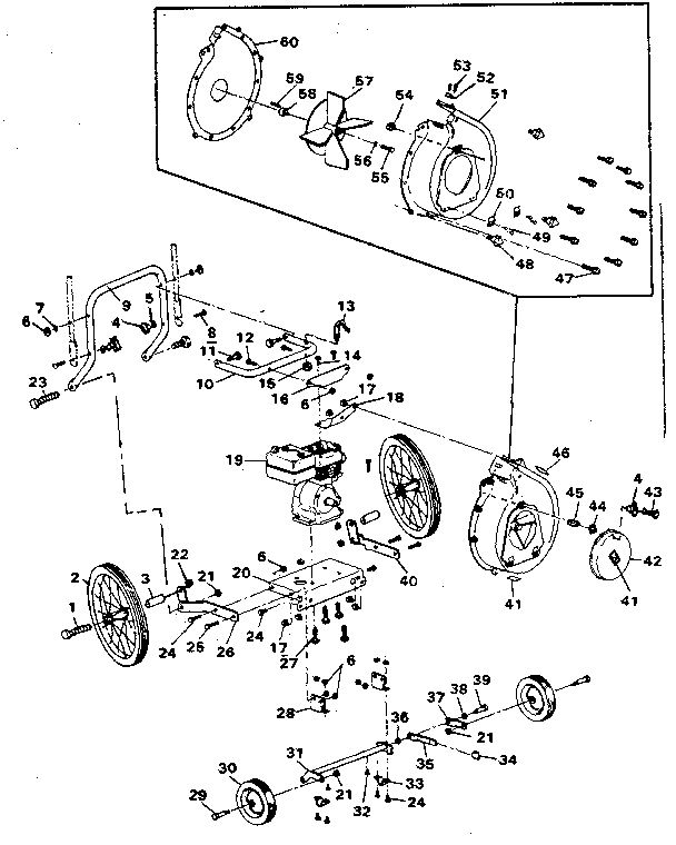 Engine and wheel assembly