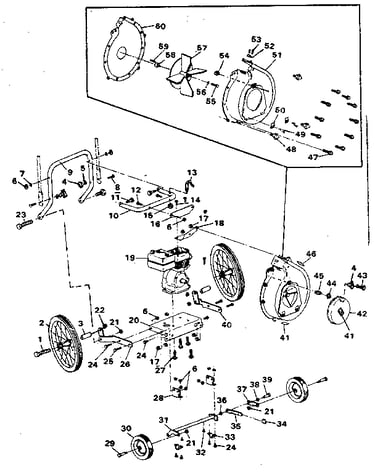 Engine and wheel assembly