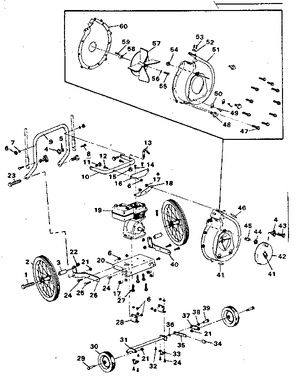 Engine and wheel assembly
