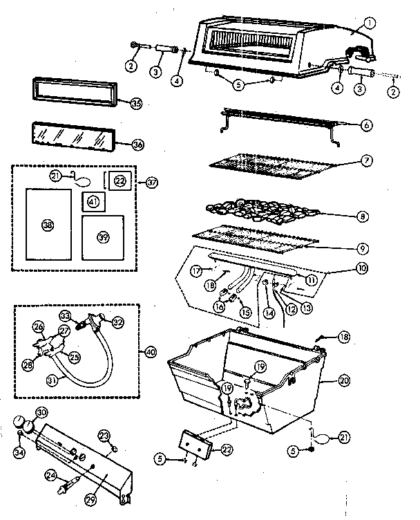 Grill and burner section