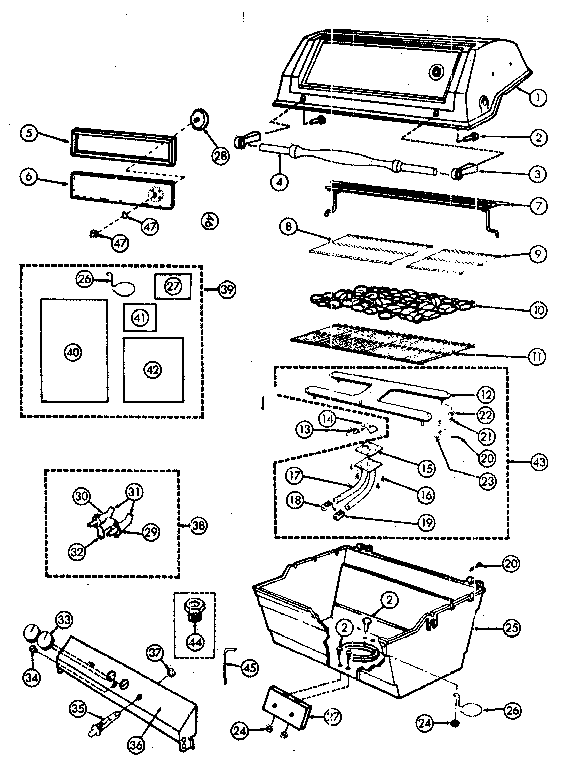 Grill and burner section