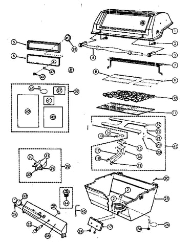 Grill and burner section