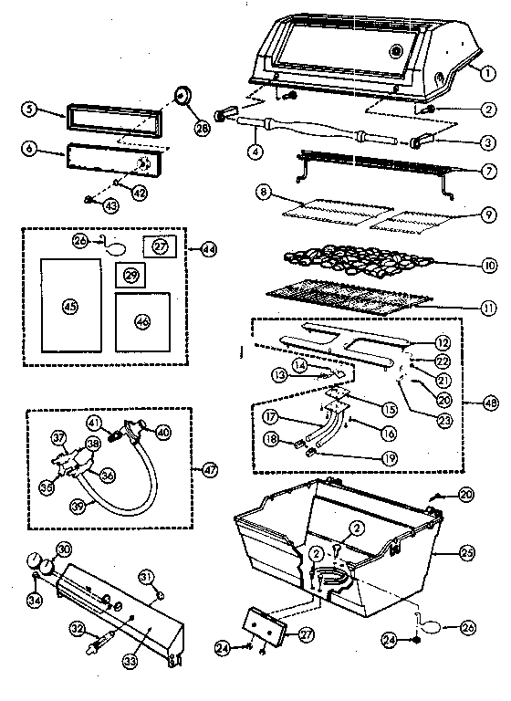 Grill and burner section