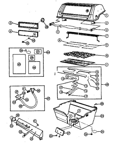 Grill and burner section
