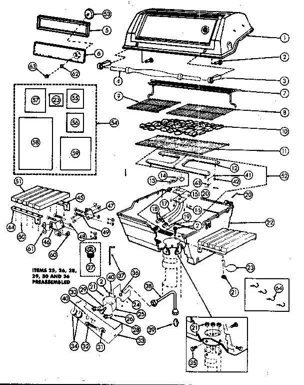 Grill and burner section