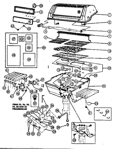 Grill and burner section