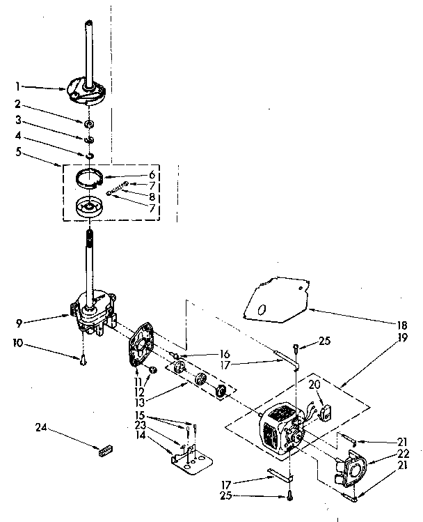 Brake, clutch, gearcase, motor and pump parts