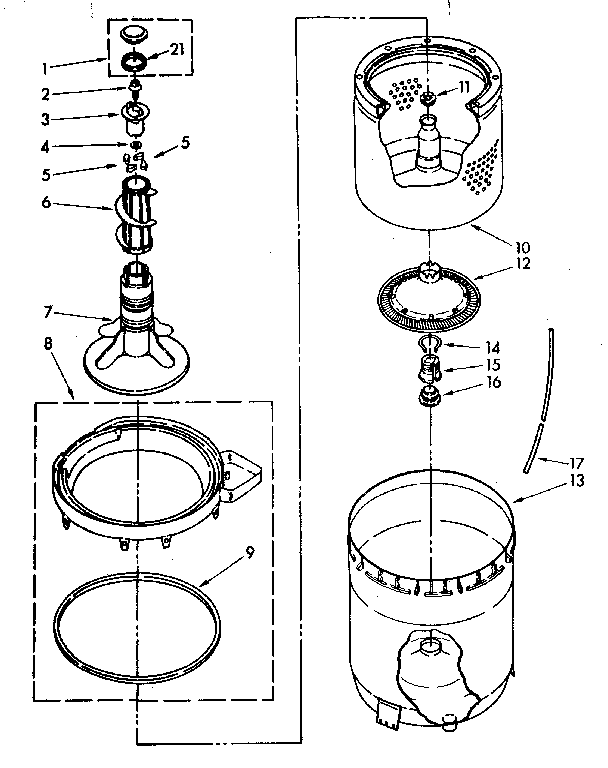 AGITATOR, BASKET AND TUB PARTS